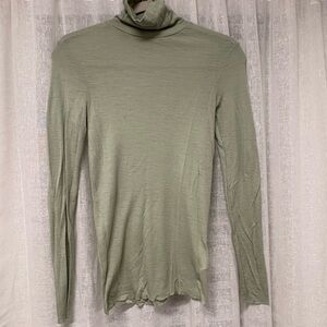 COS Women's Light Green Turtleneck Top